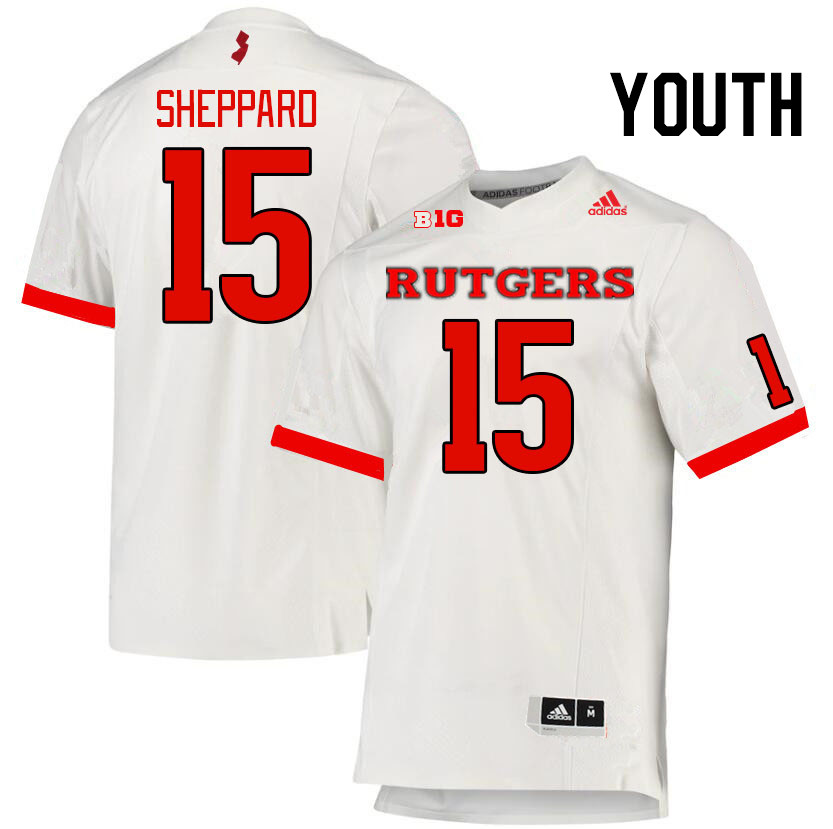Youth #15 Ajani Sheppard Rutgers Scarlet Knights College Football Jerseys Stitched Sale-White